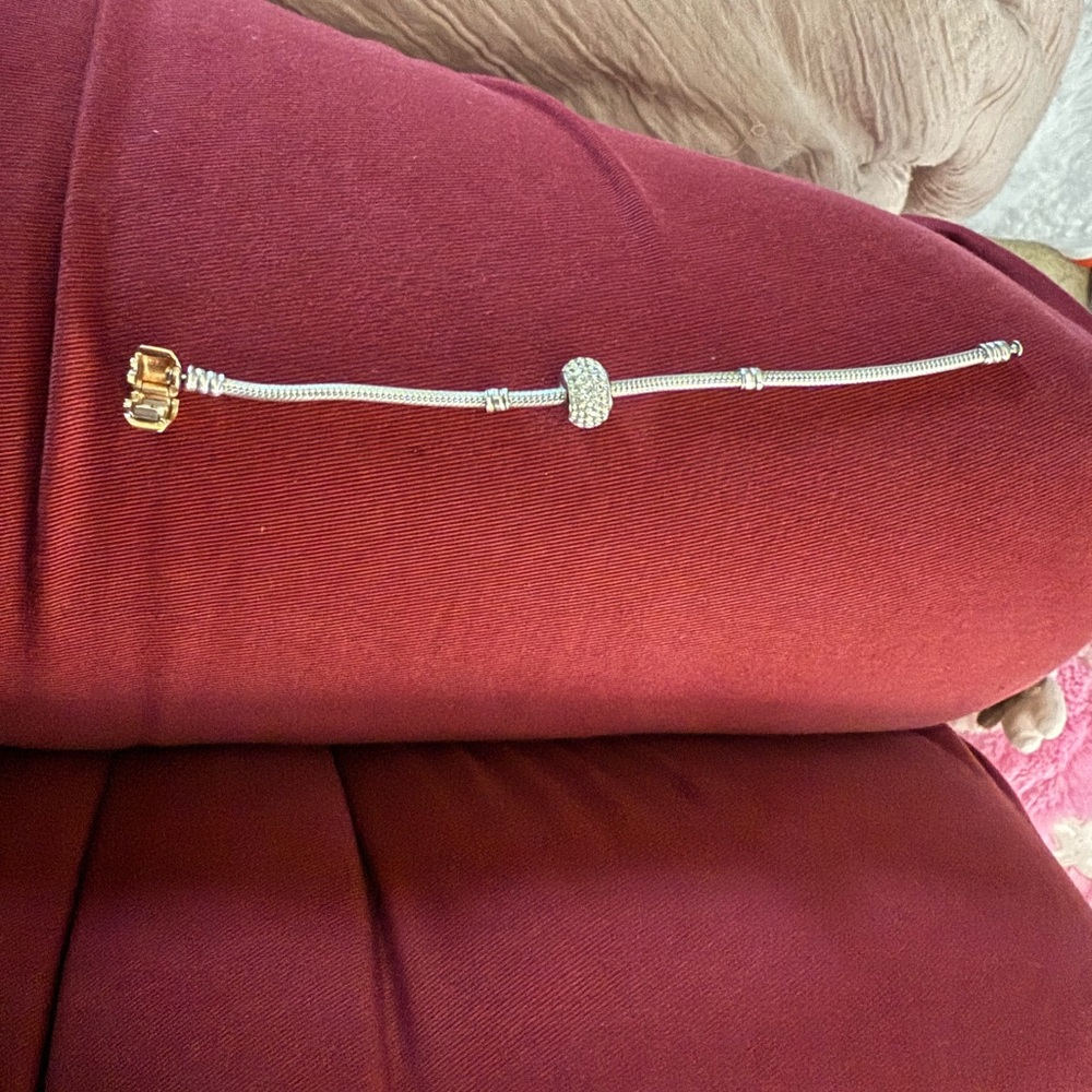 Pandora Silver Bracelet Rose Gold Clasp - Picture 4 of 7